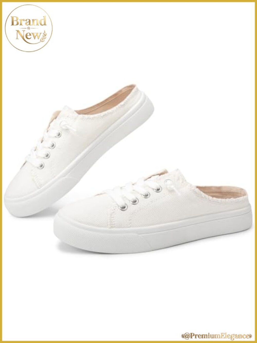 Women's Mules Slip-On Sneakers, Wide Canvas Backless Shoes
